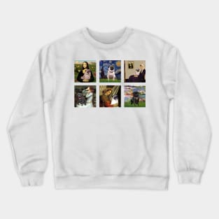 A Composite of Pugs Inserted into Famous Masterpieces Crewneck Sweatshirt